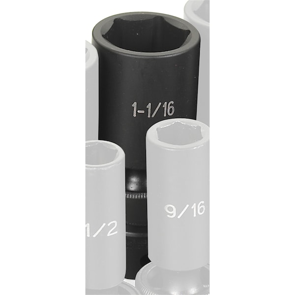 1/2" Drive, 1-1/16" Size, 6-Point Deep, SAE Socket